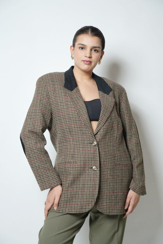 Vintage brown checkered blazer