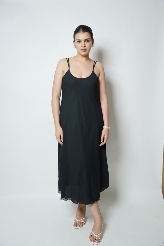 Black midi dress with side slits