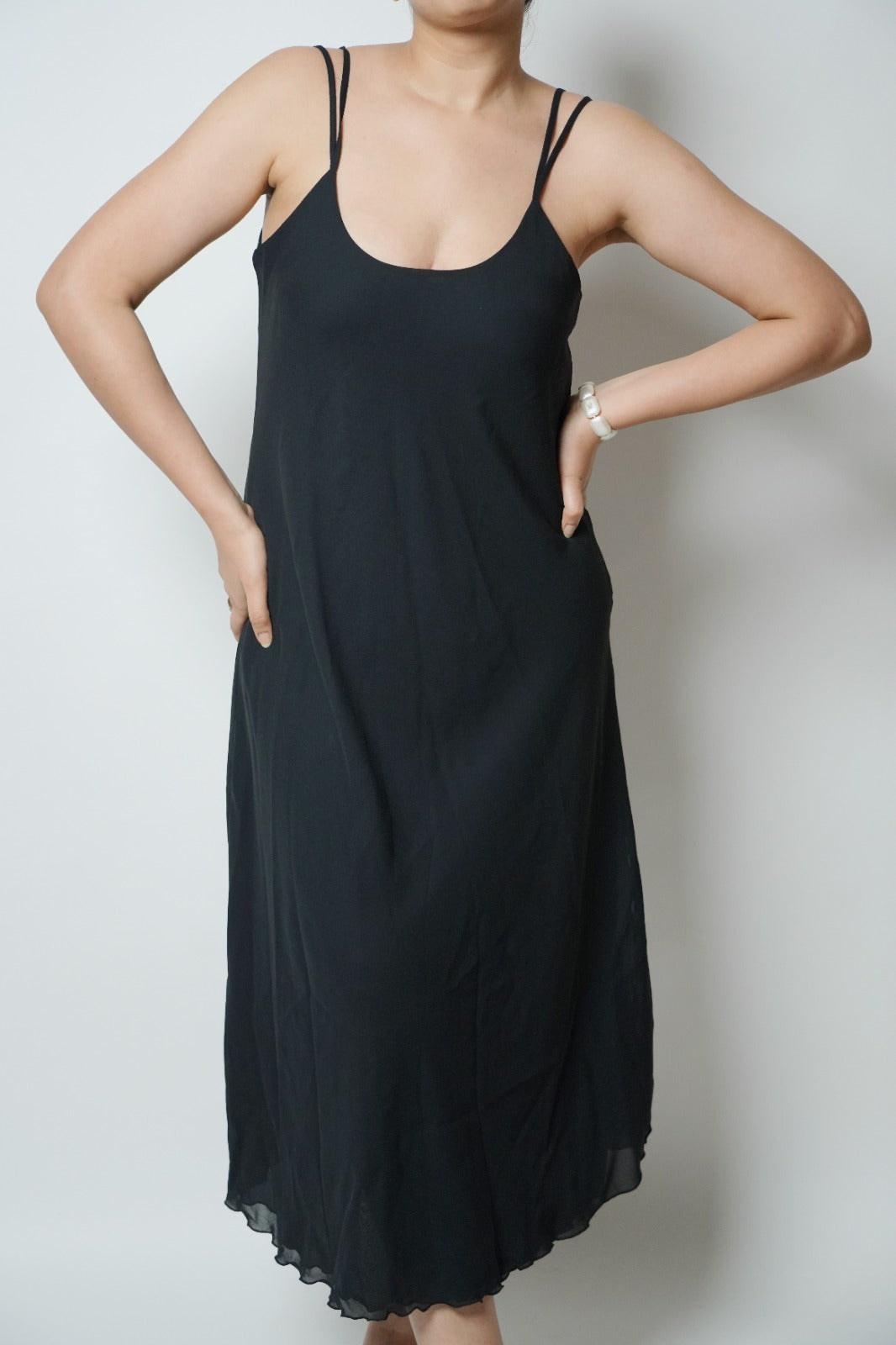 Black midi dress with side slits