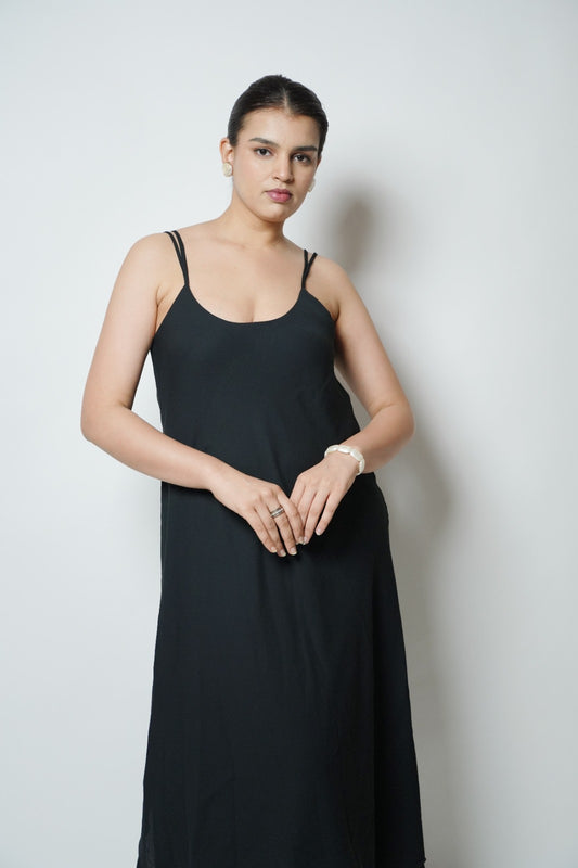 Black midi dress with side slits