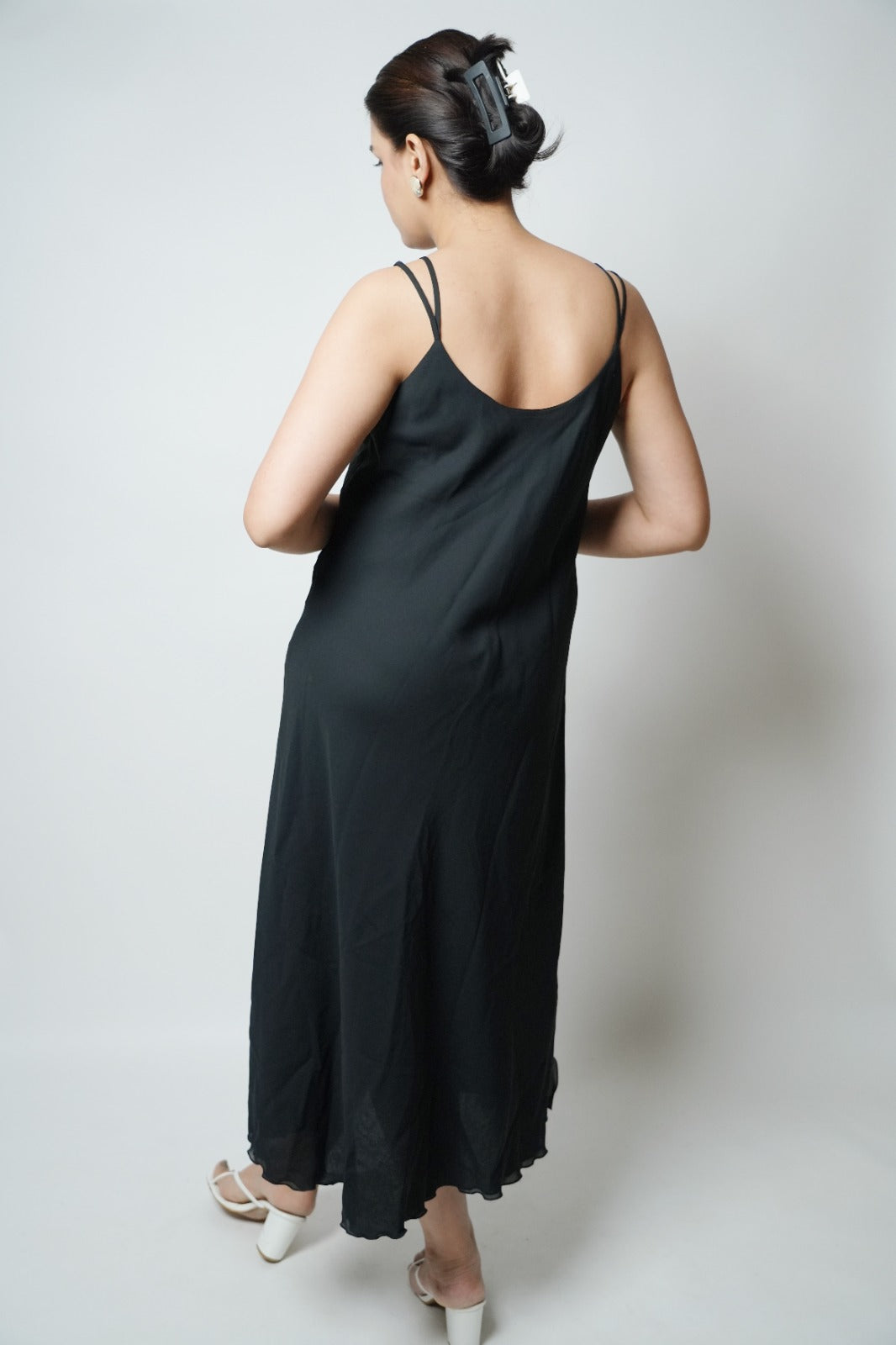 Black midi dress with side slits