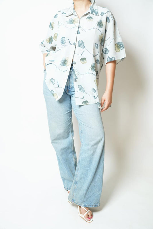 Light blue floral resort shirt