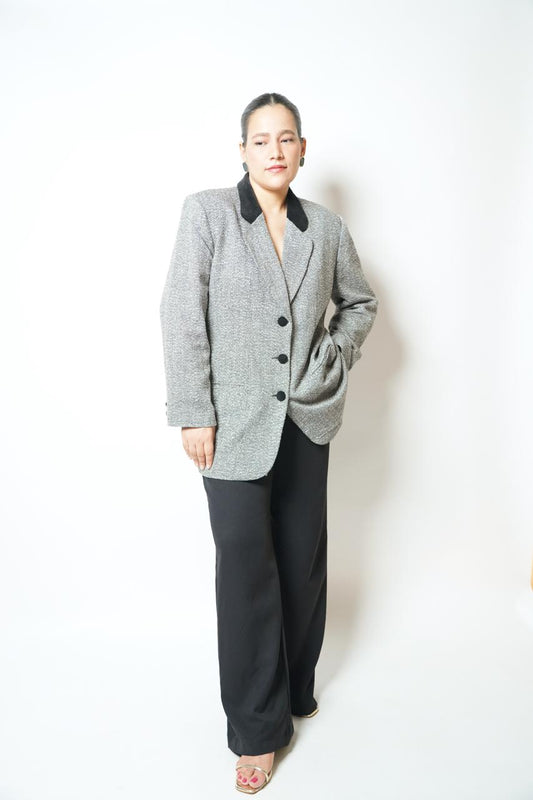 Vintage 80s grey textured blazer