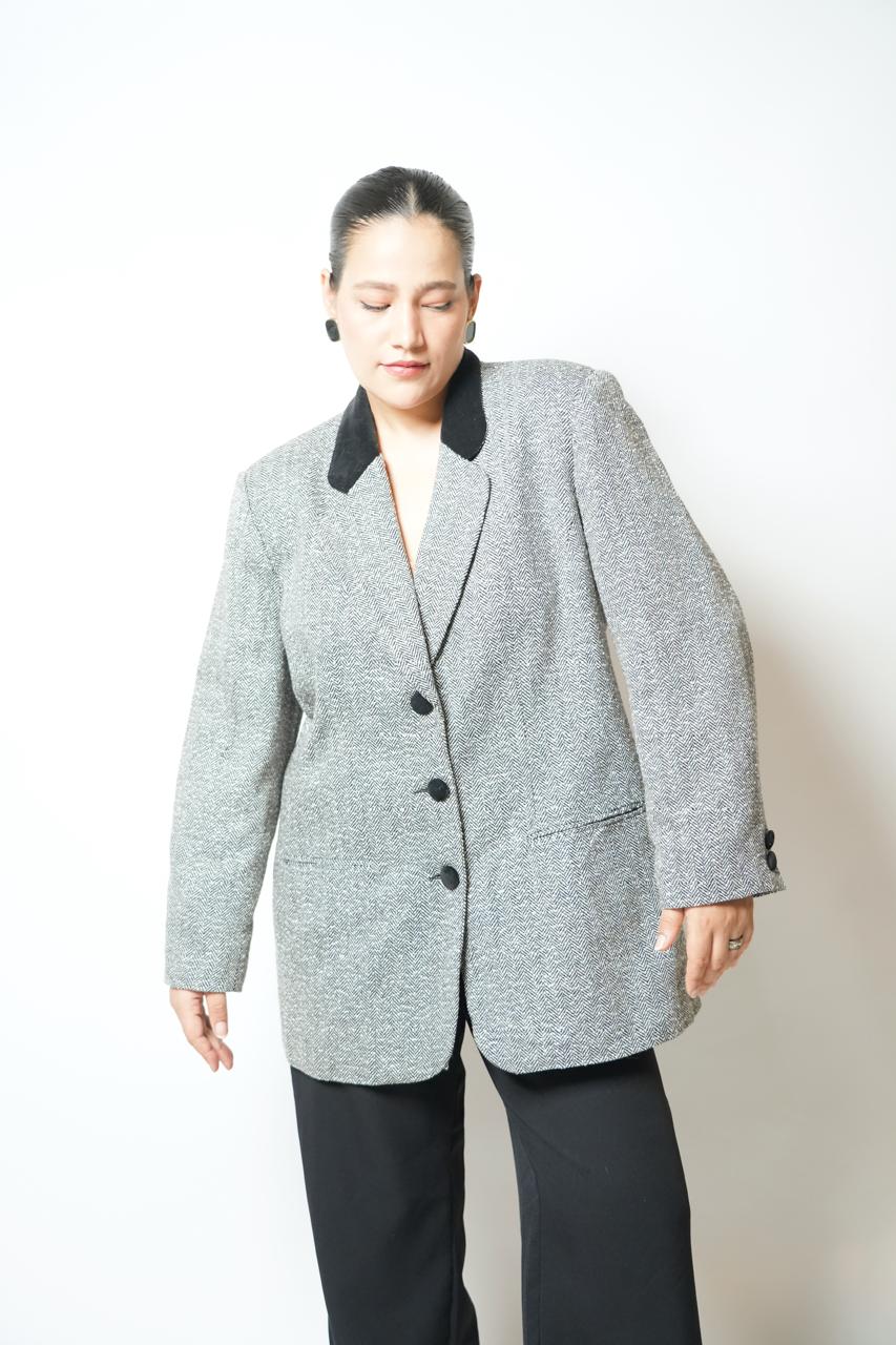 Vintage 80s grey textured blazer