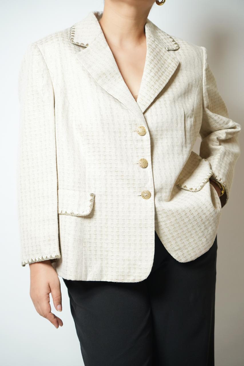 Vintage white & gold textured blazer