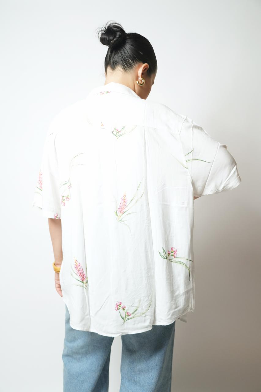 White floral resort shirt