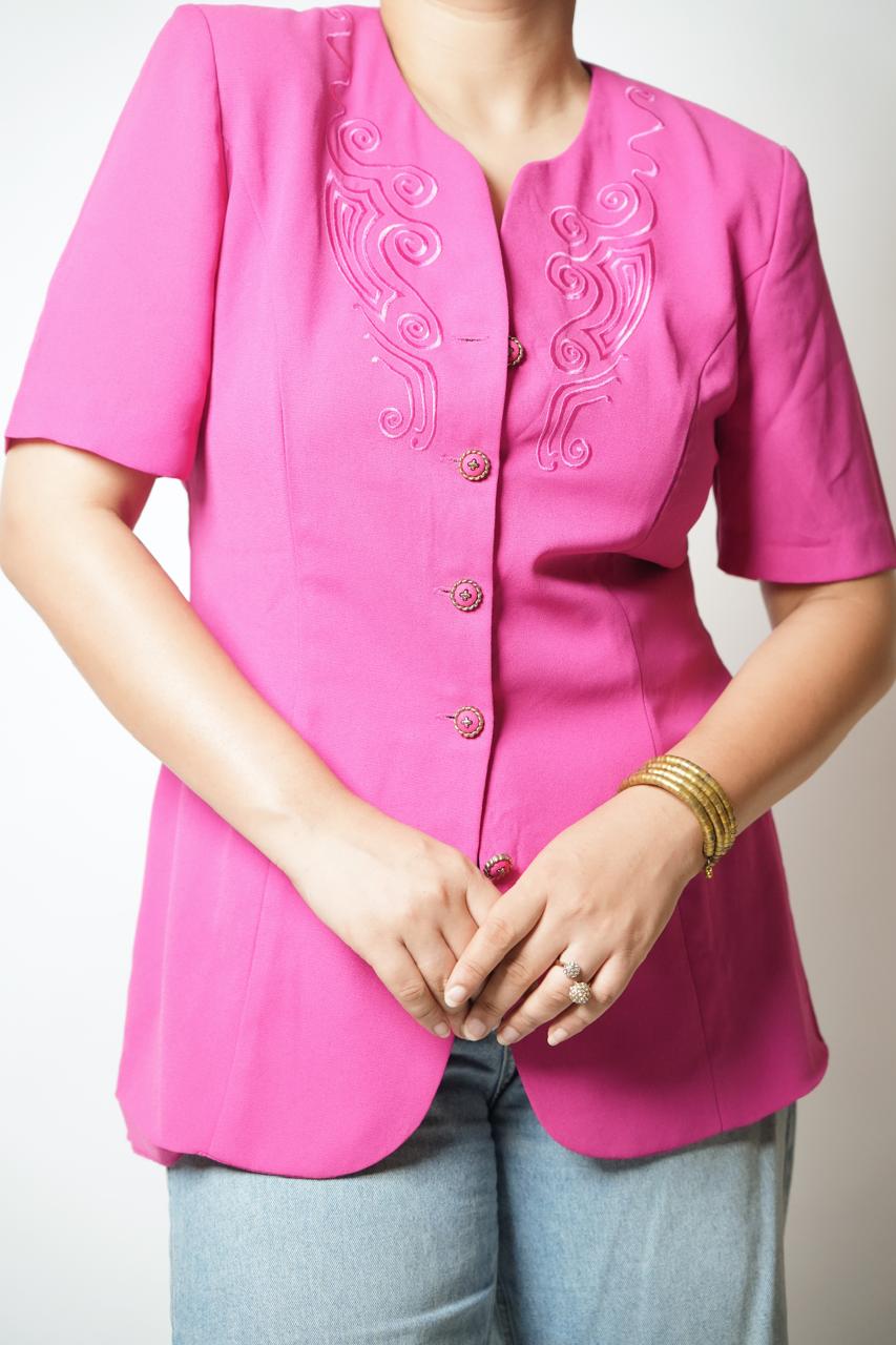 Vintage pink embroidered blouse