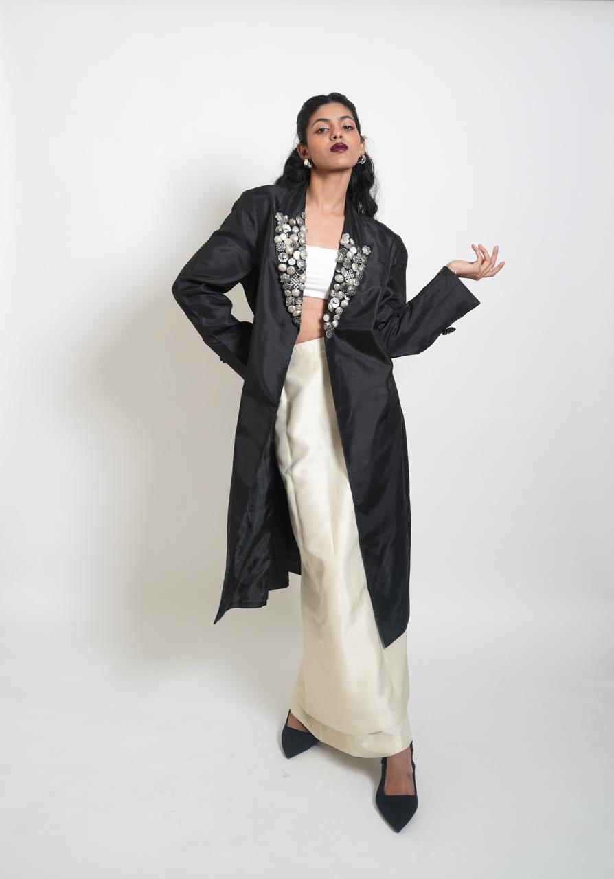 Vintage reworked black trench coat