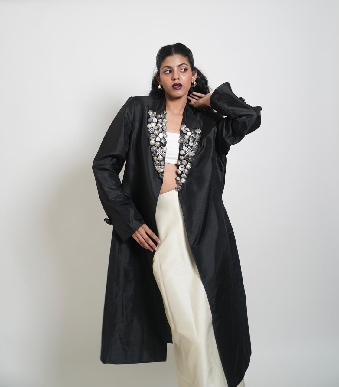 Vintage reworked black trench coat