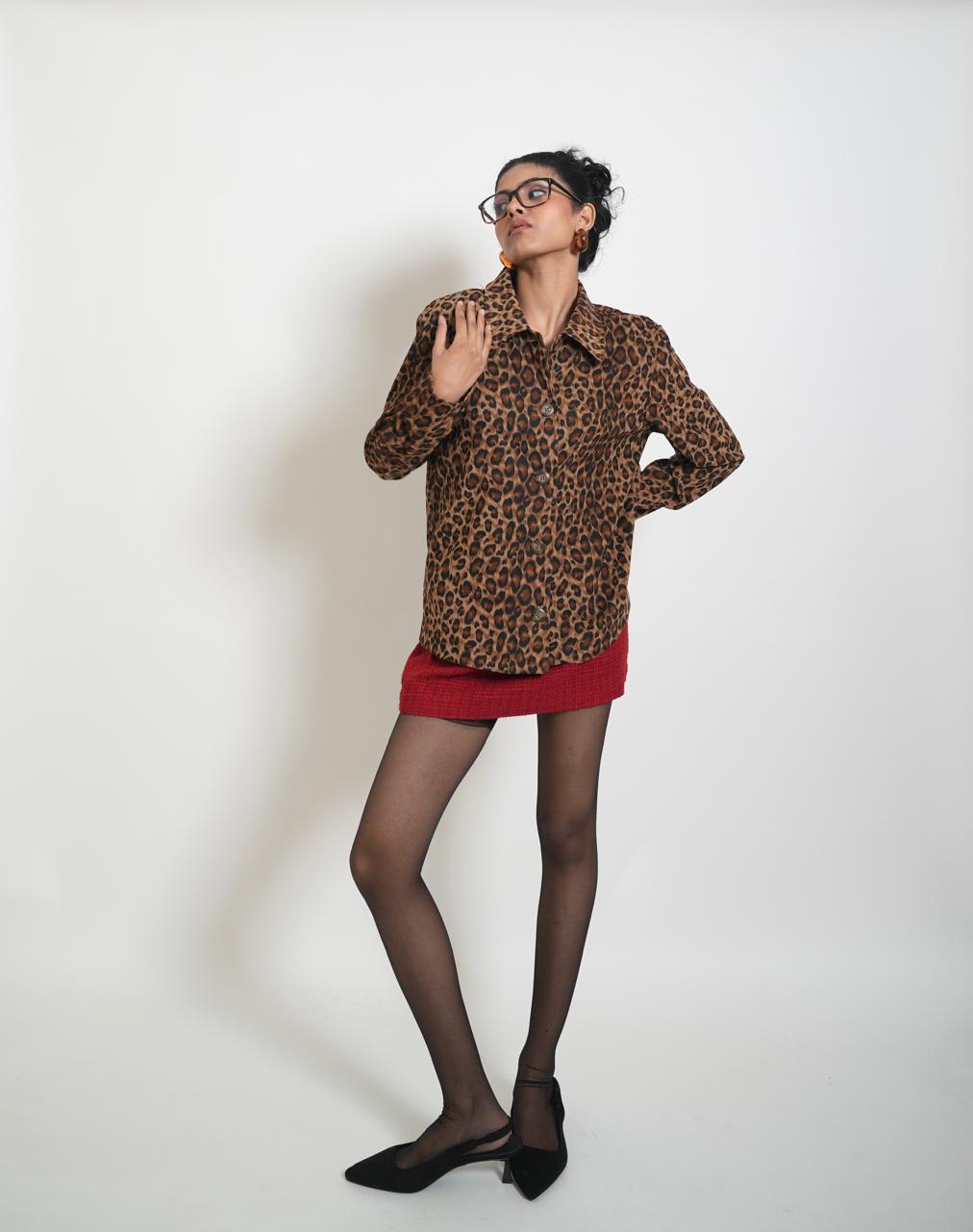 Vintage brown leopard print shacket