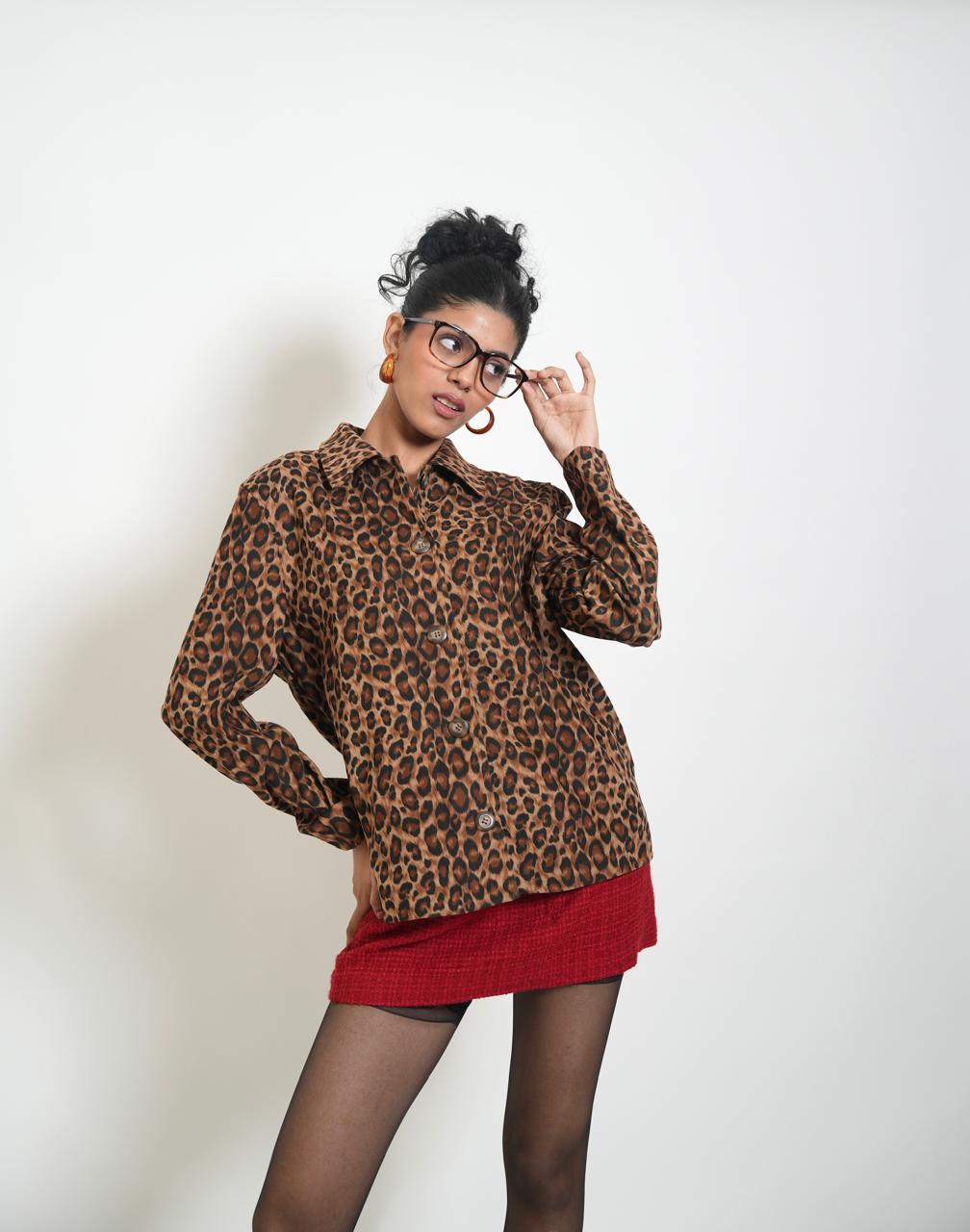 Vintage brown leopard print shacket