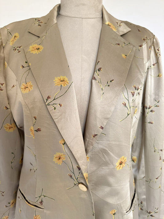 Metallic gold floral blazer