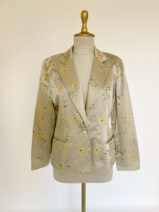 Metallic gold floral blazer