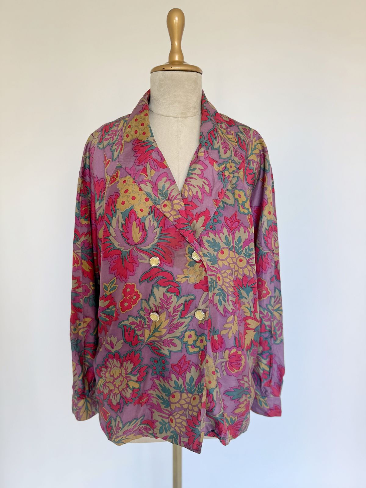 Vintage multicolour floral silk shirt