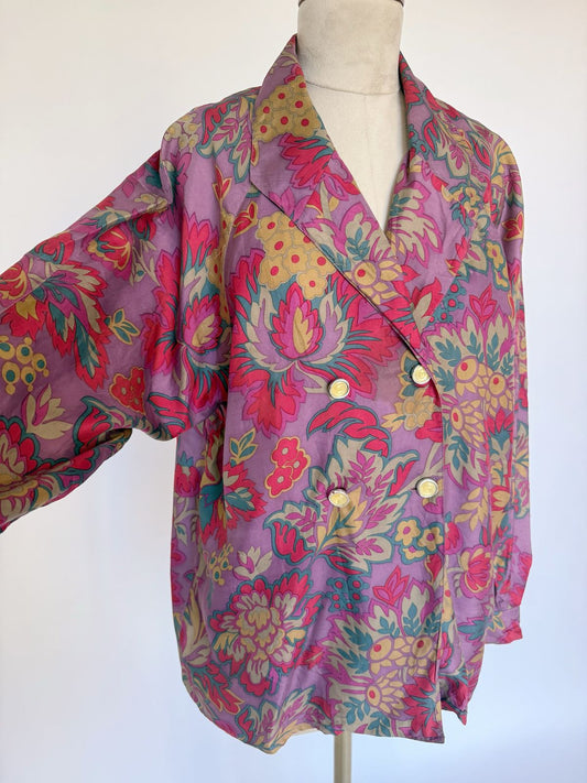 Vintage multicolour floral silk shirt