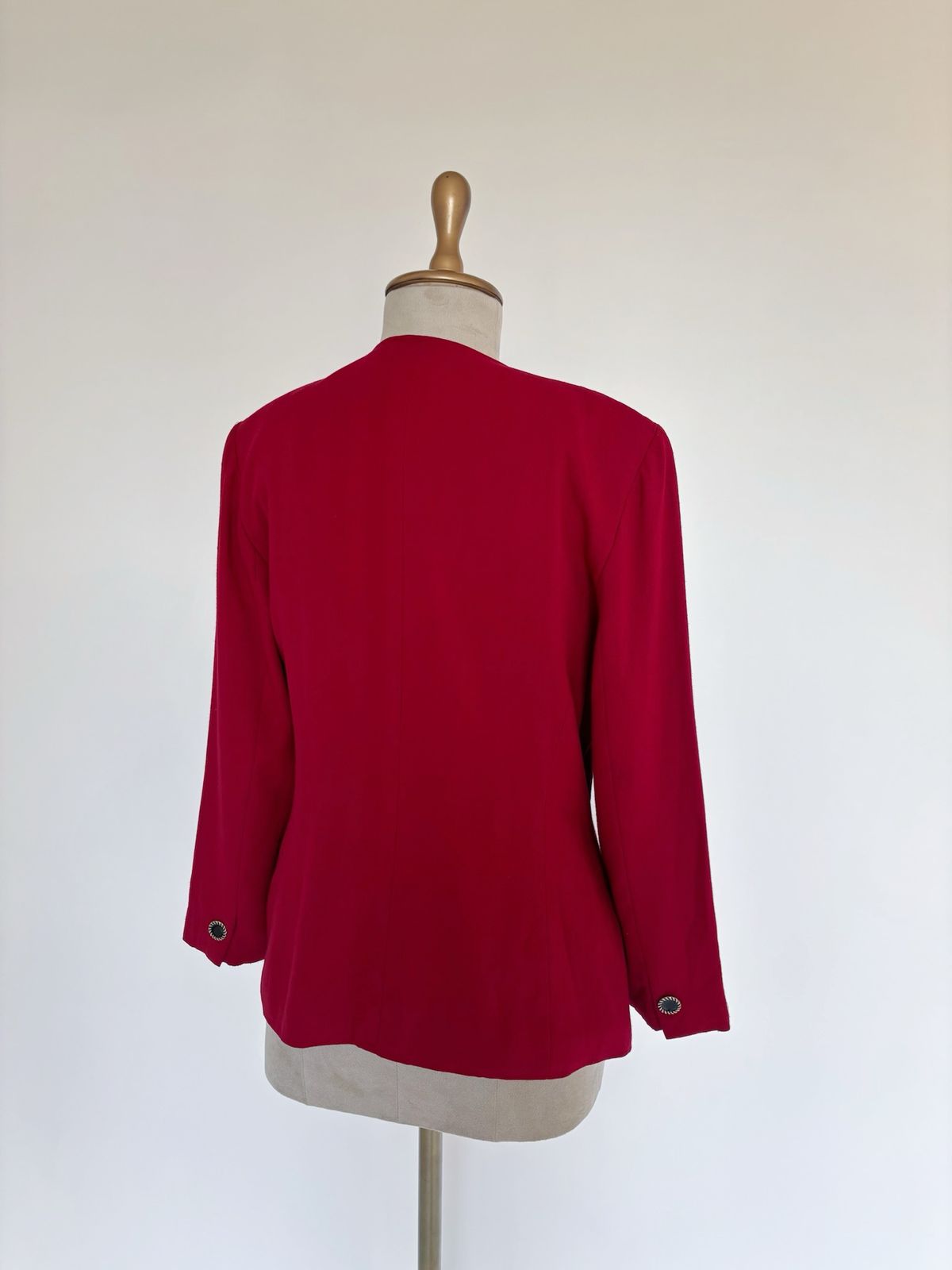 80s Vintage red collarless blazer