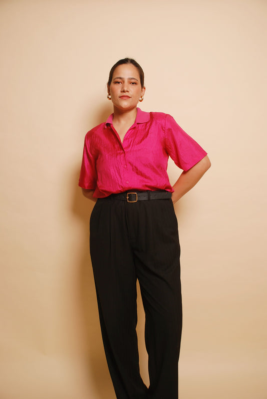 Vintage magenta textured polo tee