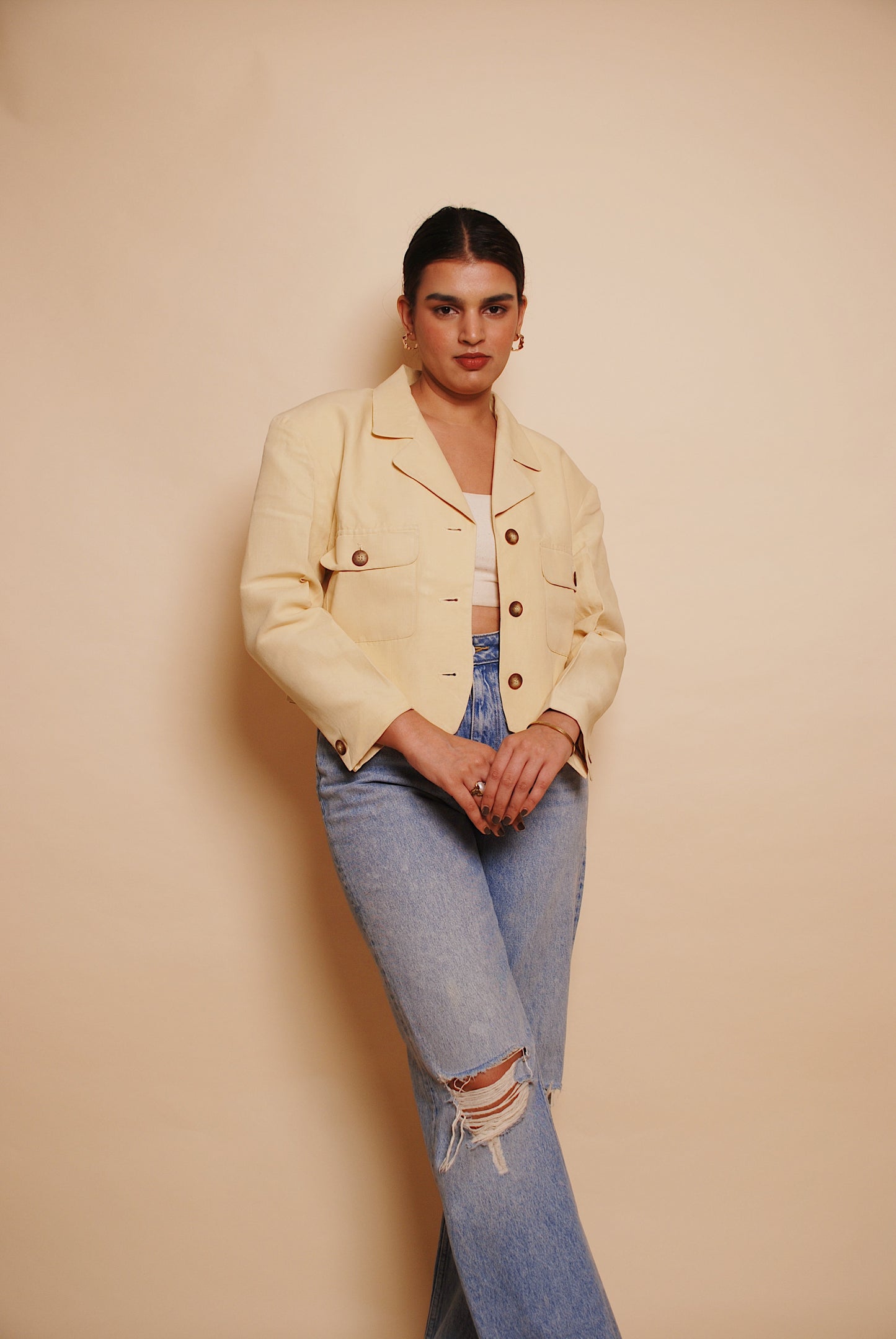 Light yellow cropped jacket