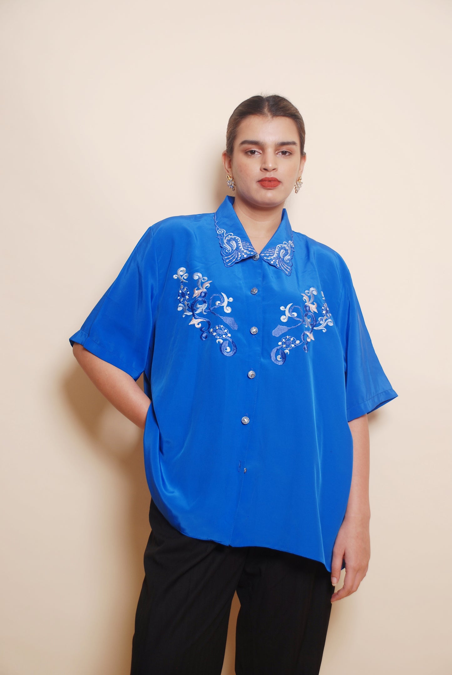 Blue embroidered shirt