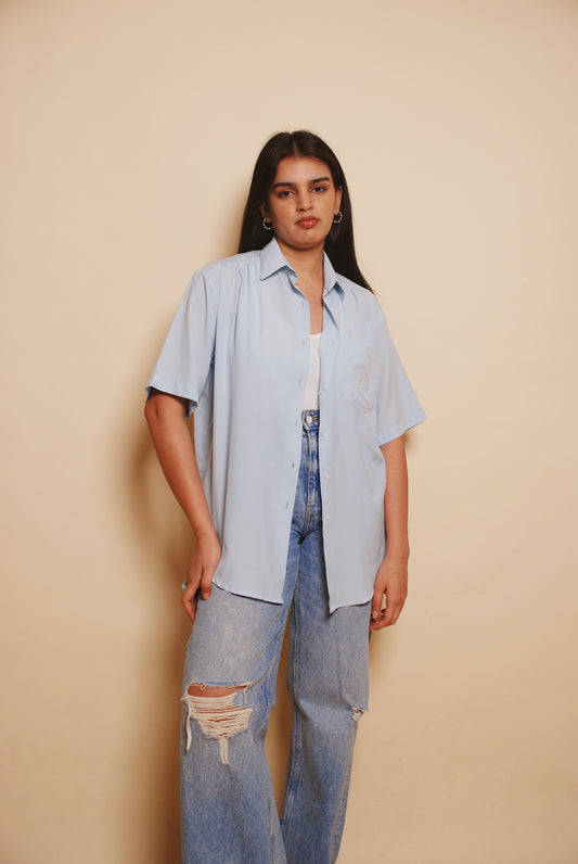 Powder blue short sleeve shirt