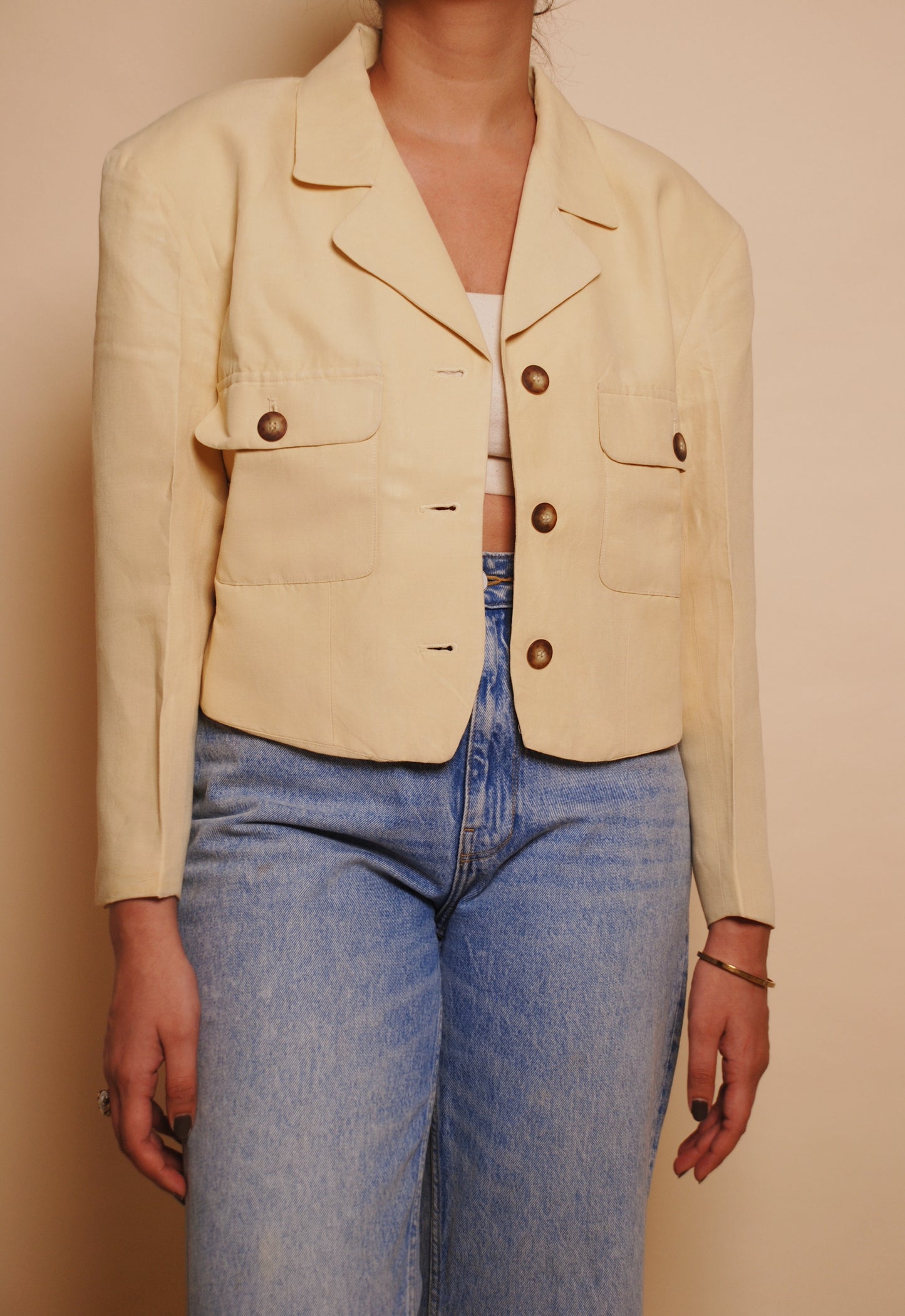 Light yellow cropped jacket