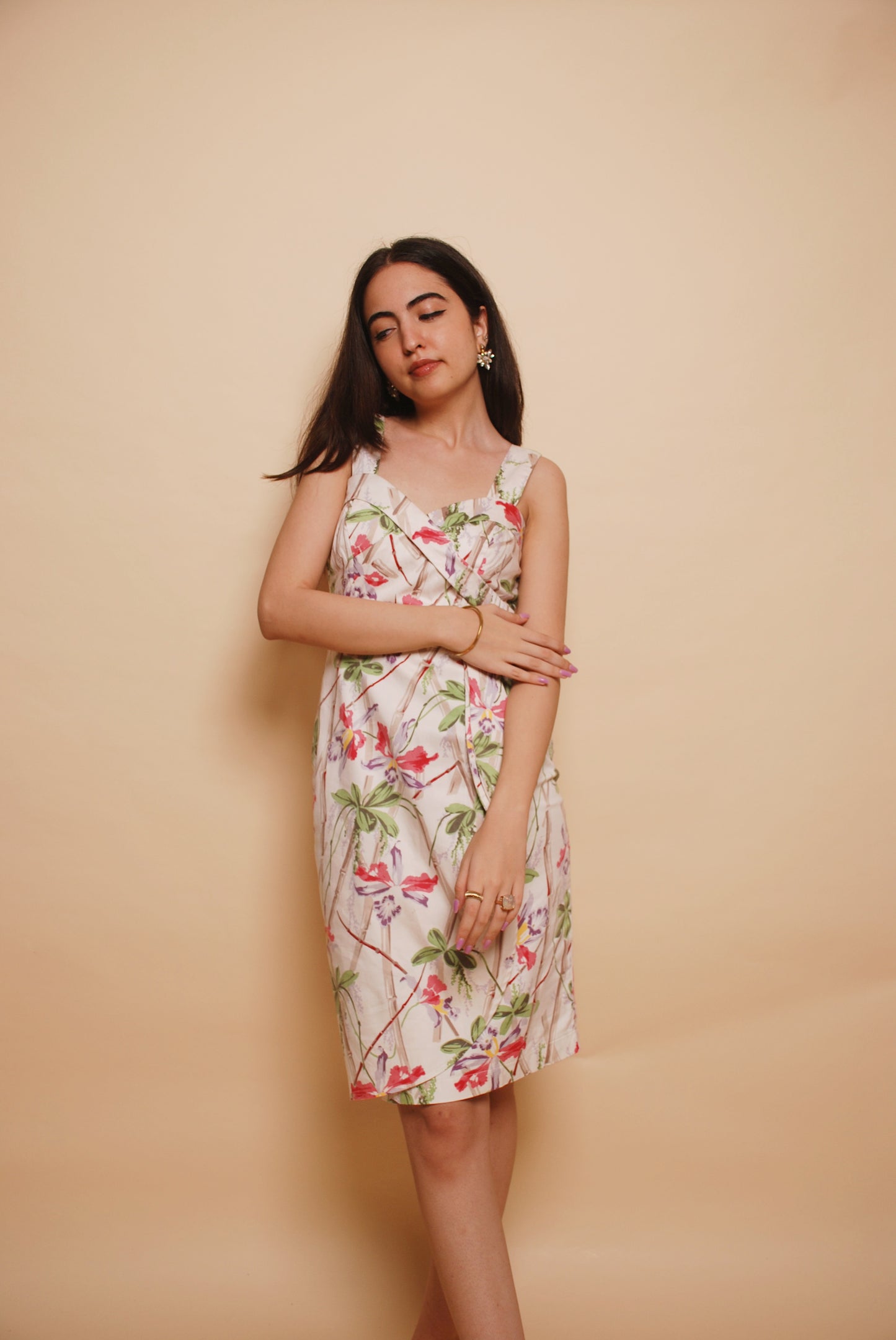 Off white floral bodycon dress