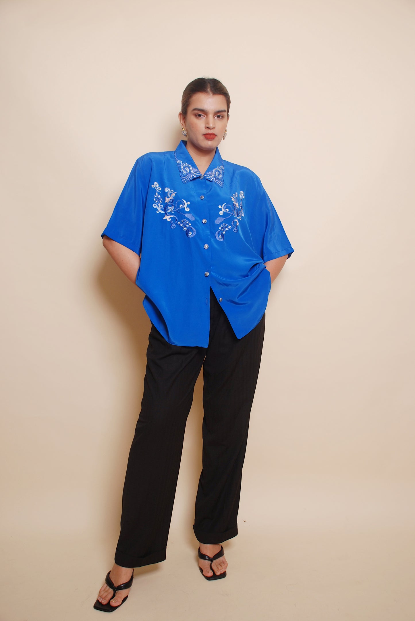 Blue embroidered shirt