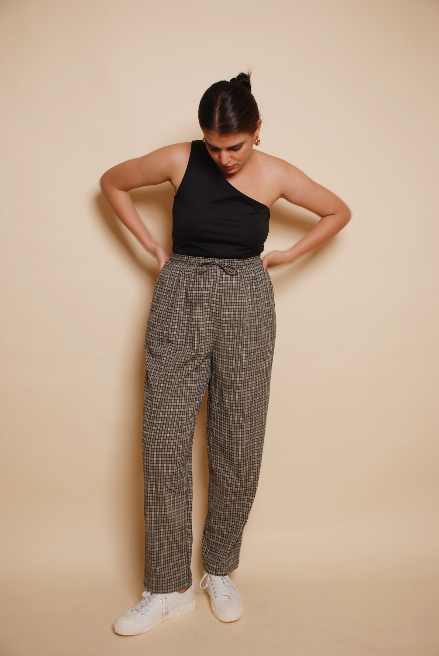 Vintage green checkered mom fit pants