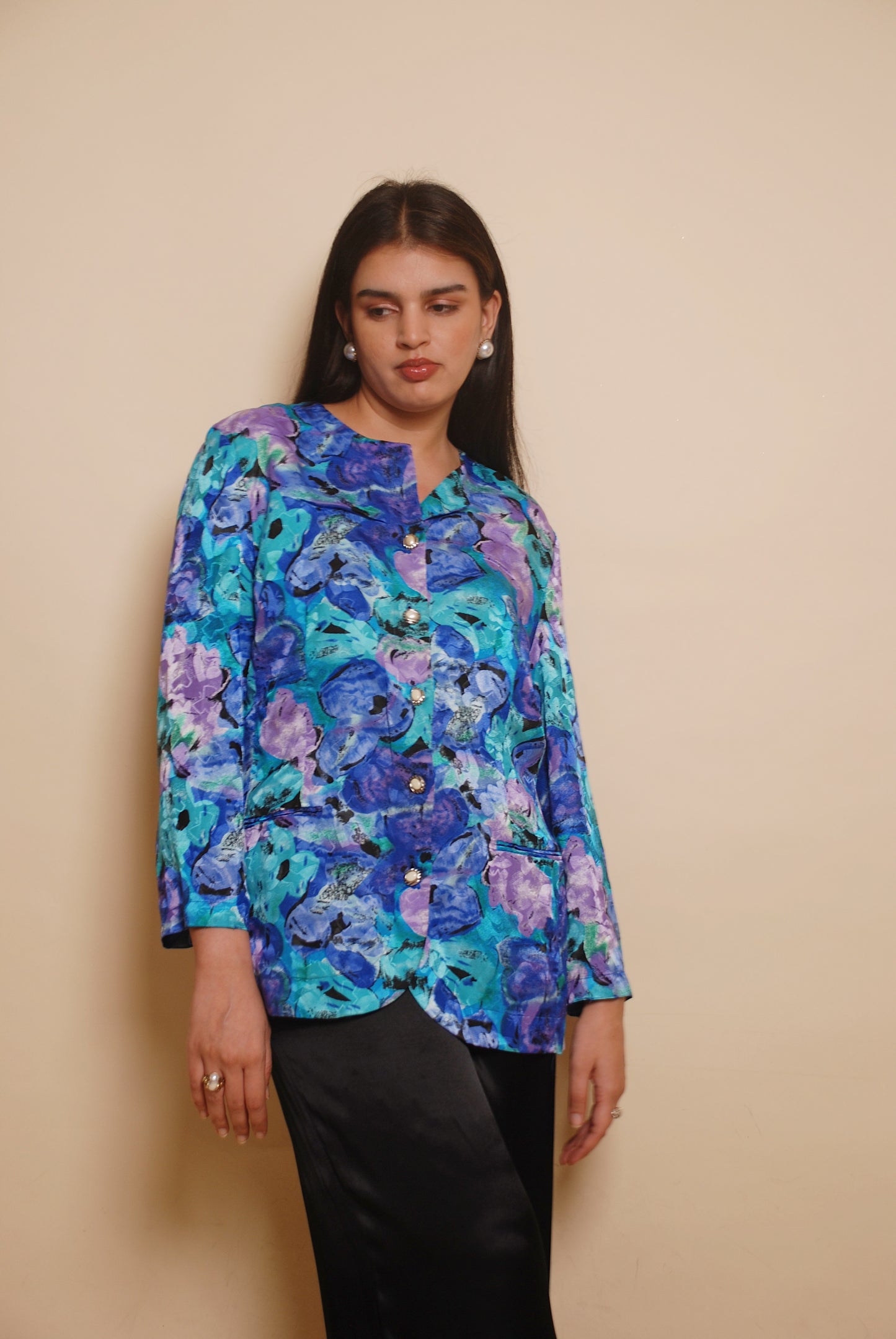 Multicolor printed long blouse