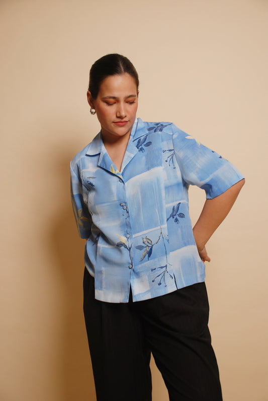 Blue floral resort shirt