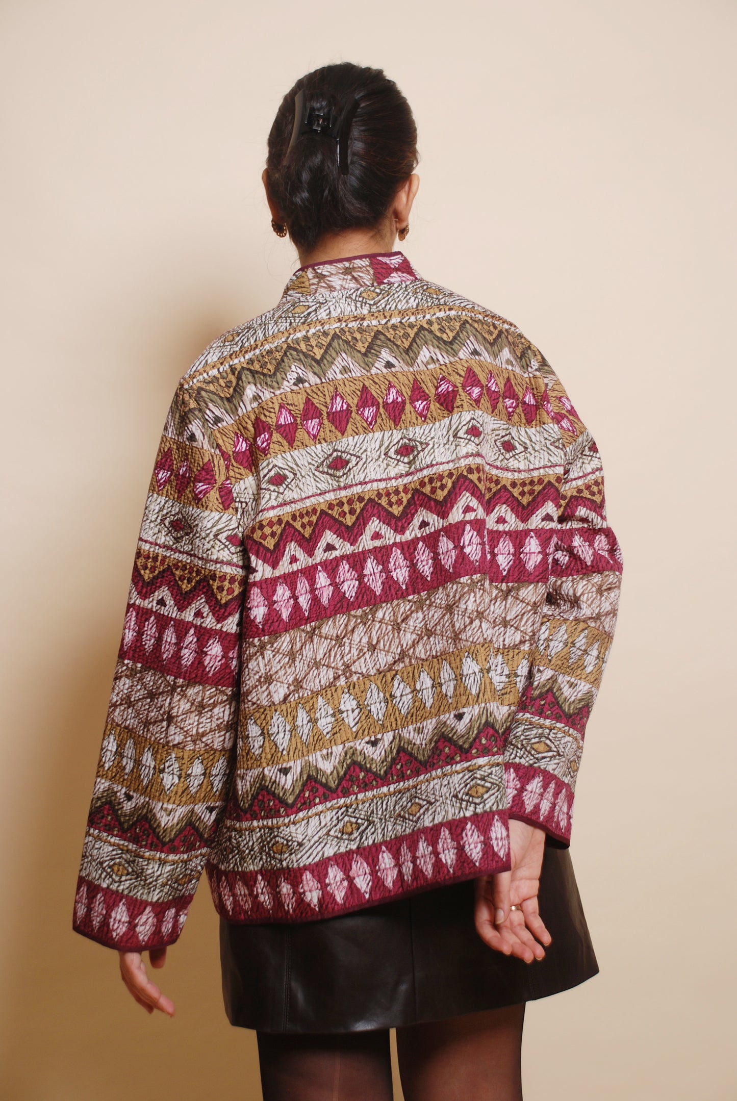 Multicolour aztec print open jacket