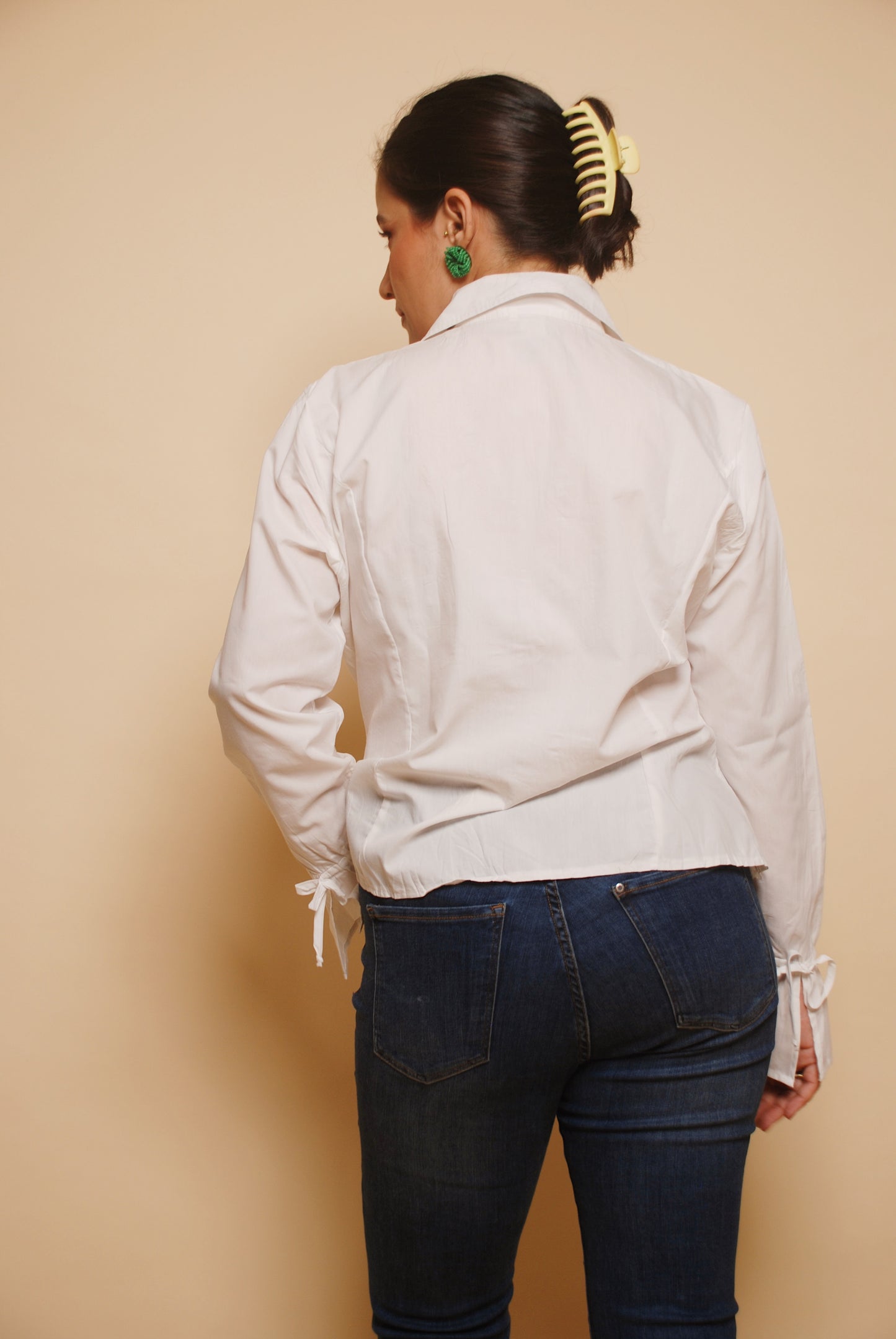 White ruffled cotton shirt