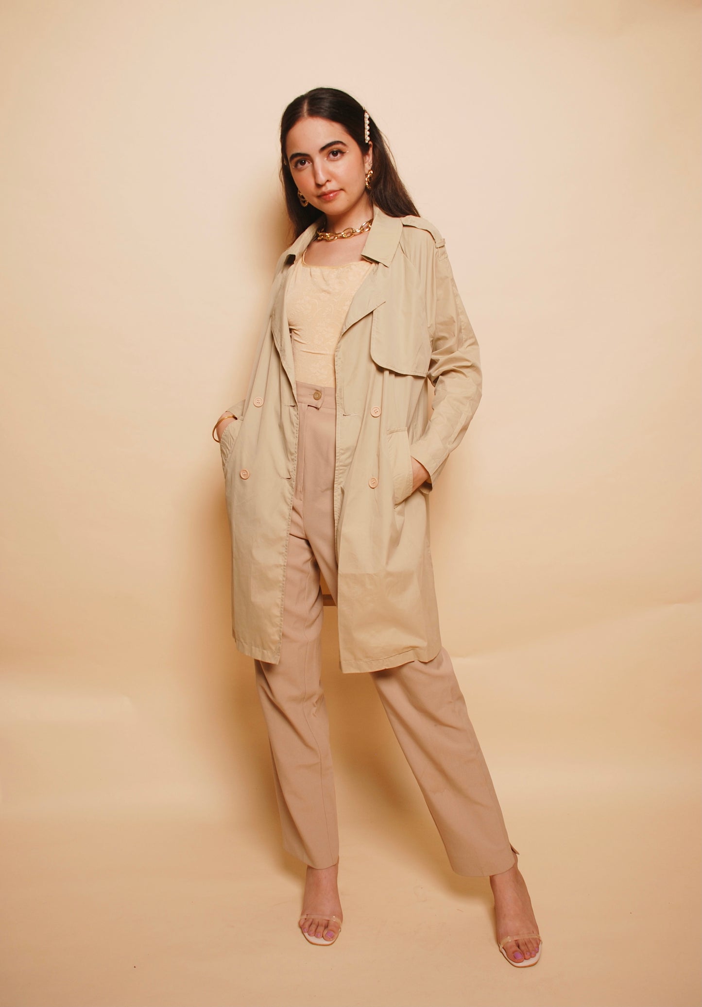 Beige lightweight trench coat