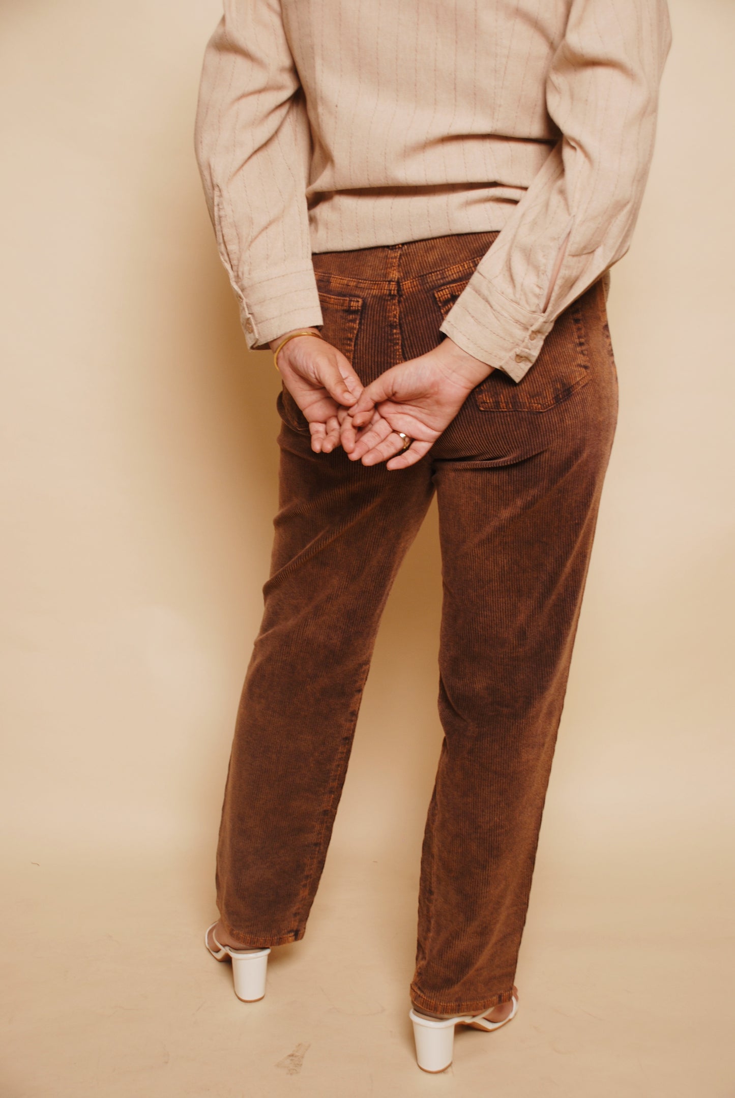 Brown corduroy straight fit jeans