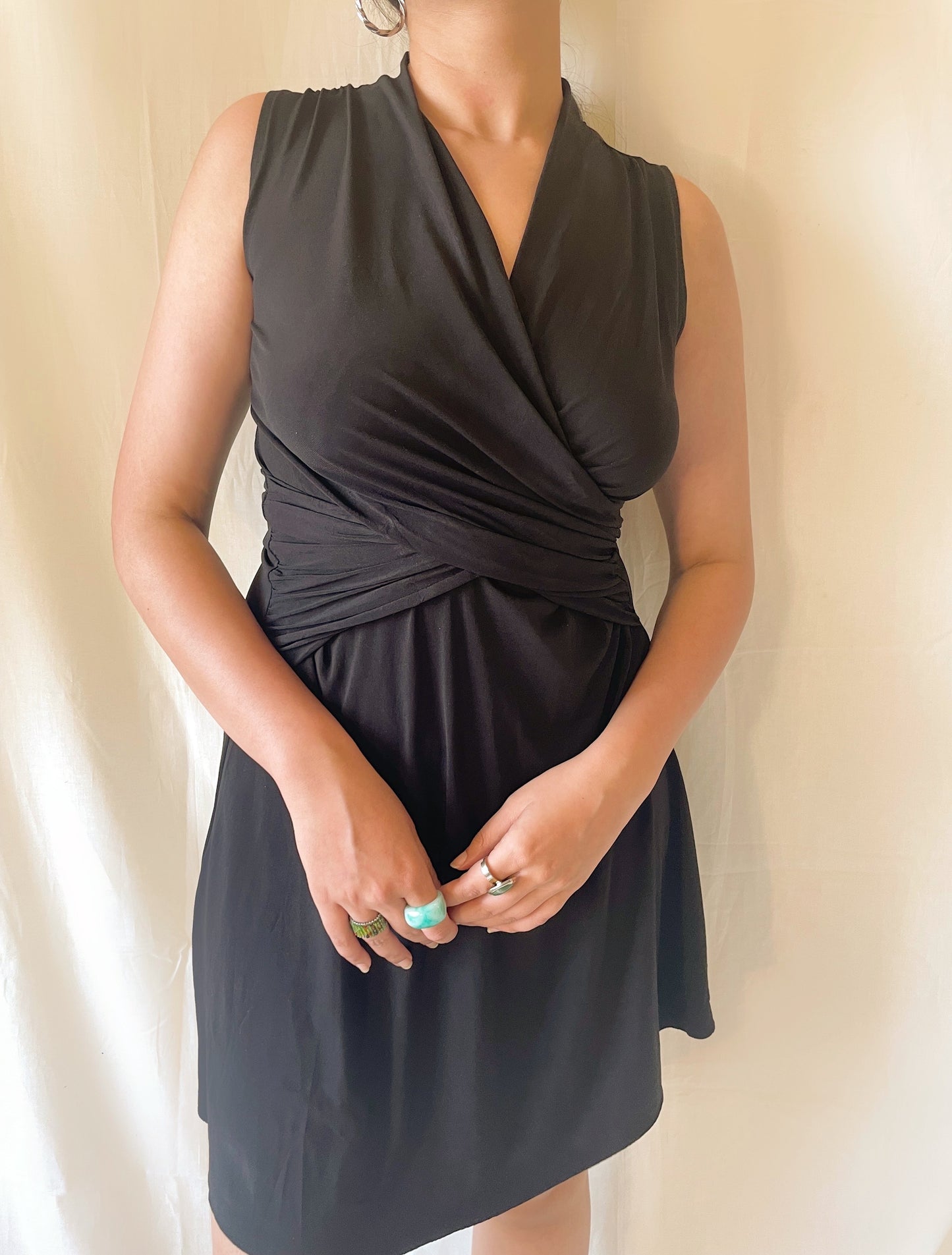 Black sleeveless fit and flare dress