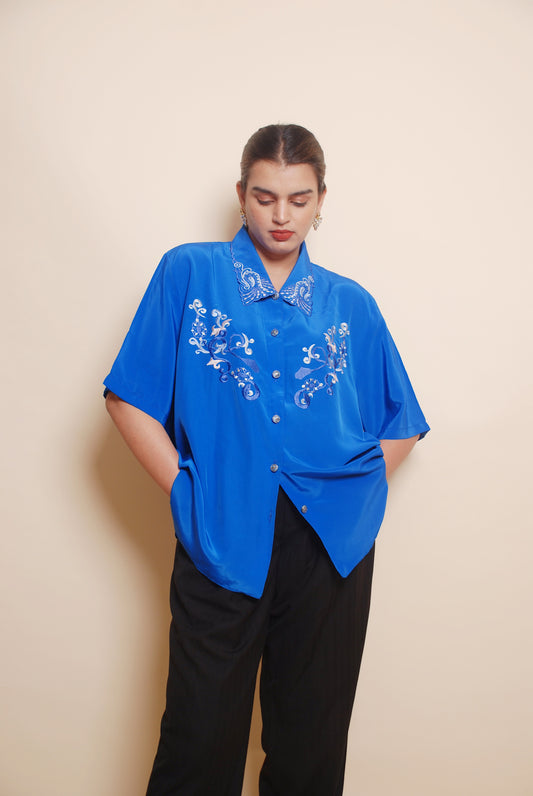 Blue embroidered shirt