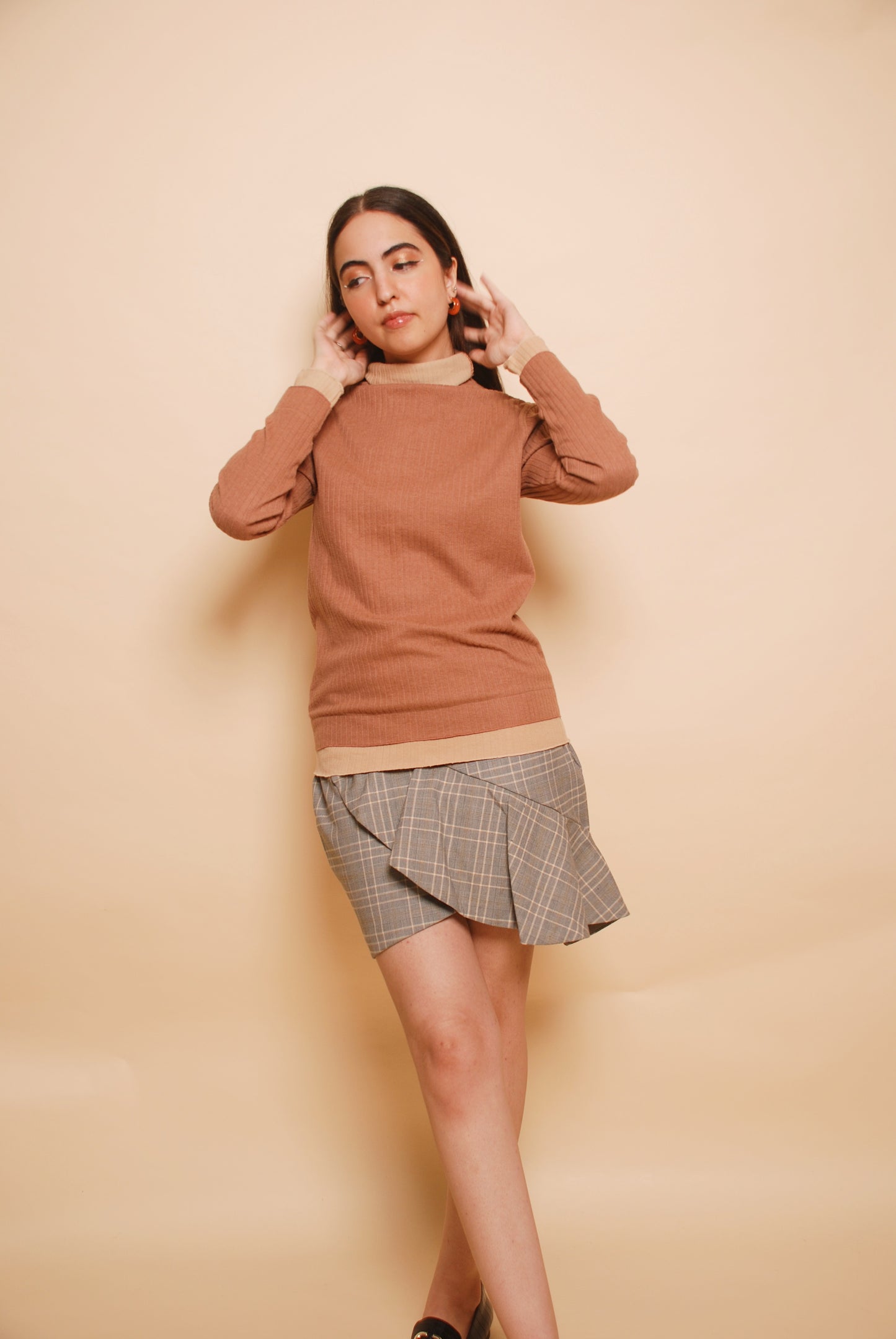 Brown high neck sweater