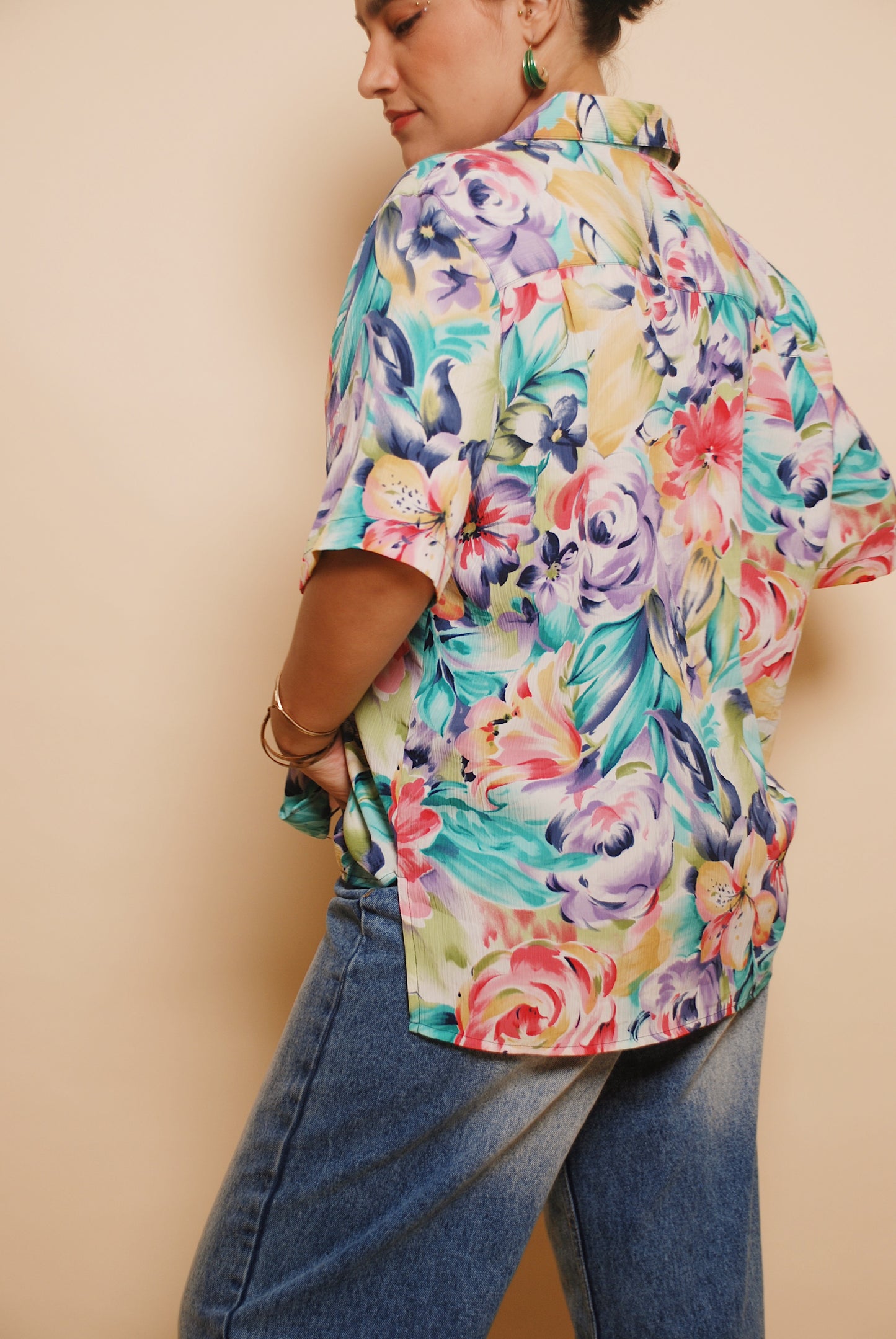 Multicolour floral textured shirt