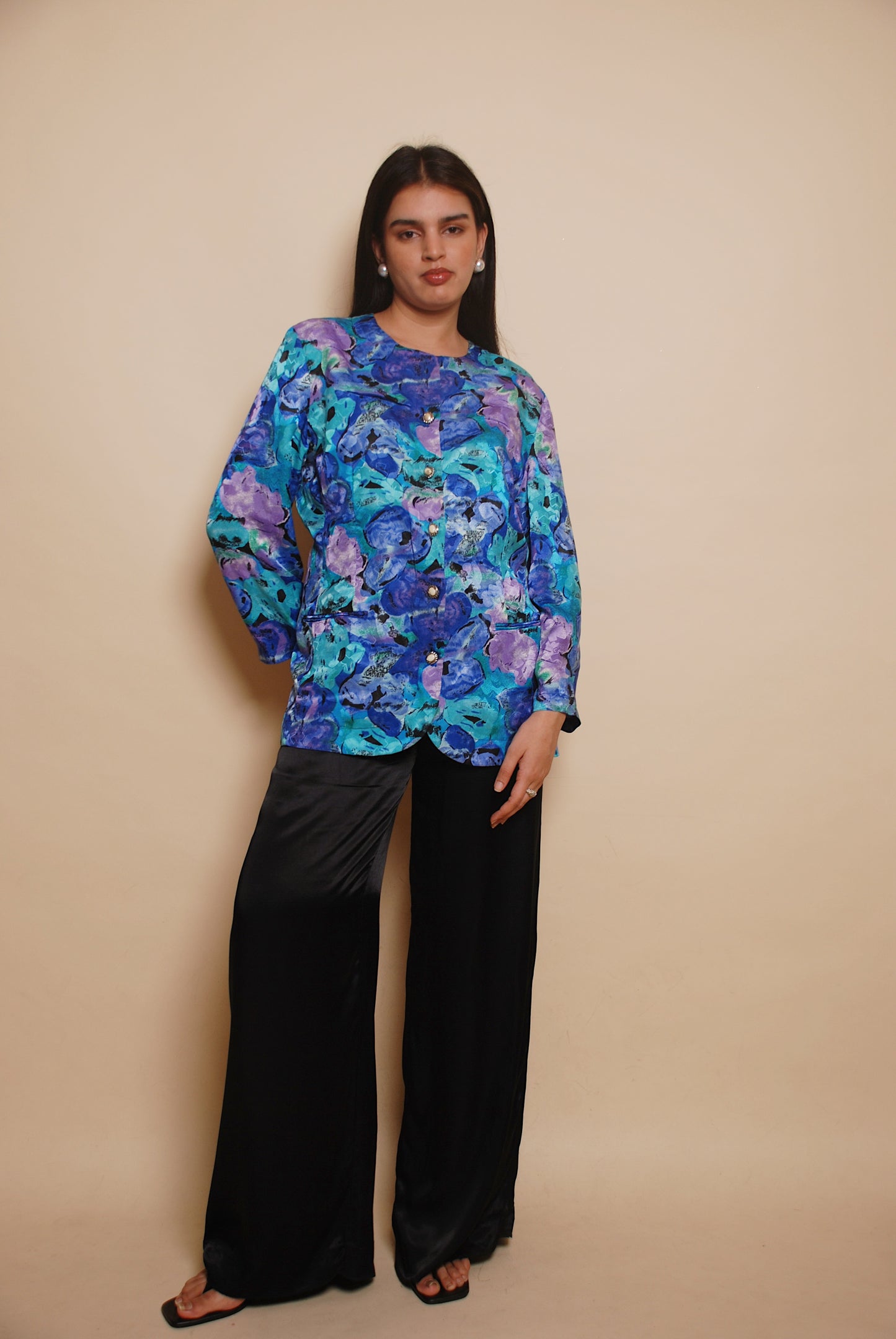 Multicolor printed long blouse