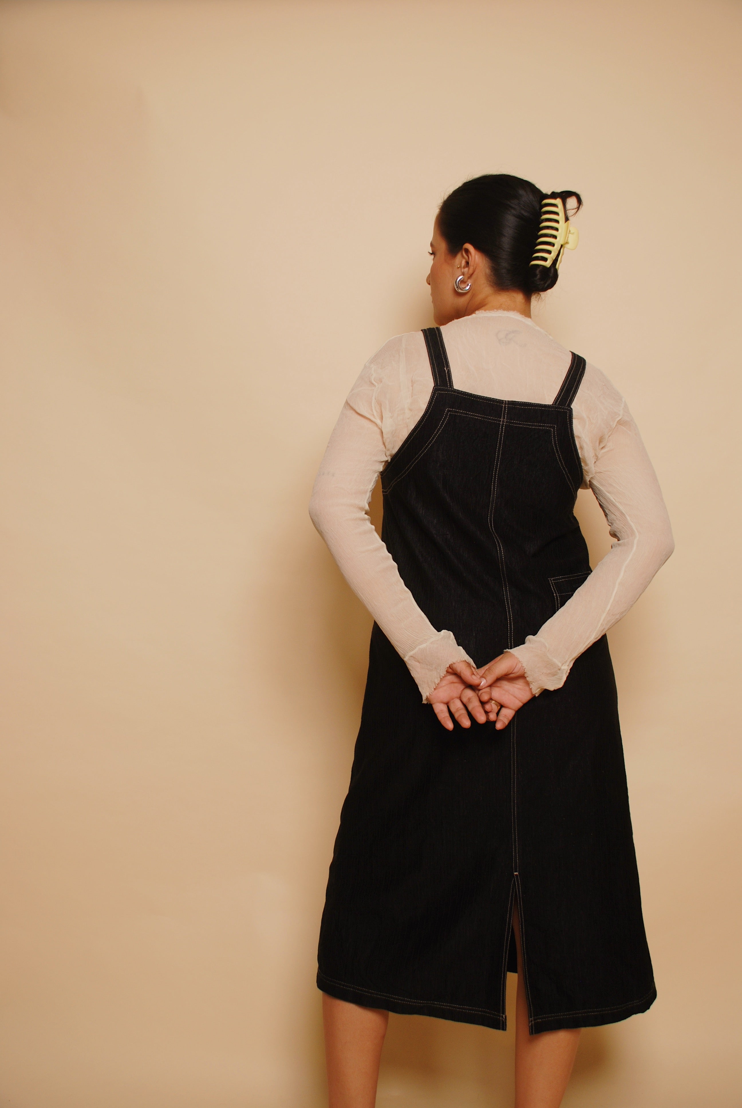 Shop Maternity Textured Dungaree Dress Online | Max Kuwait