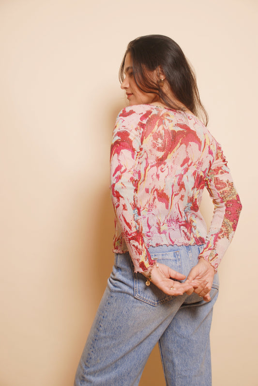 Multicolour printed mesh top