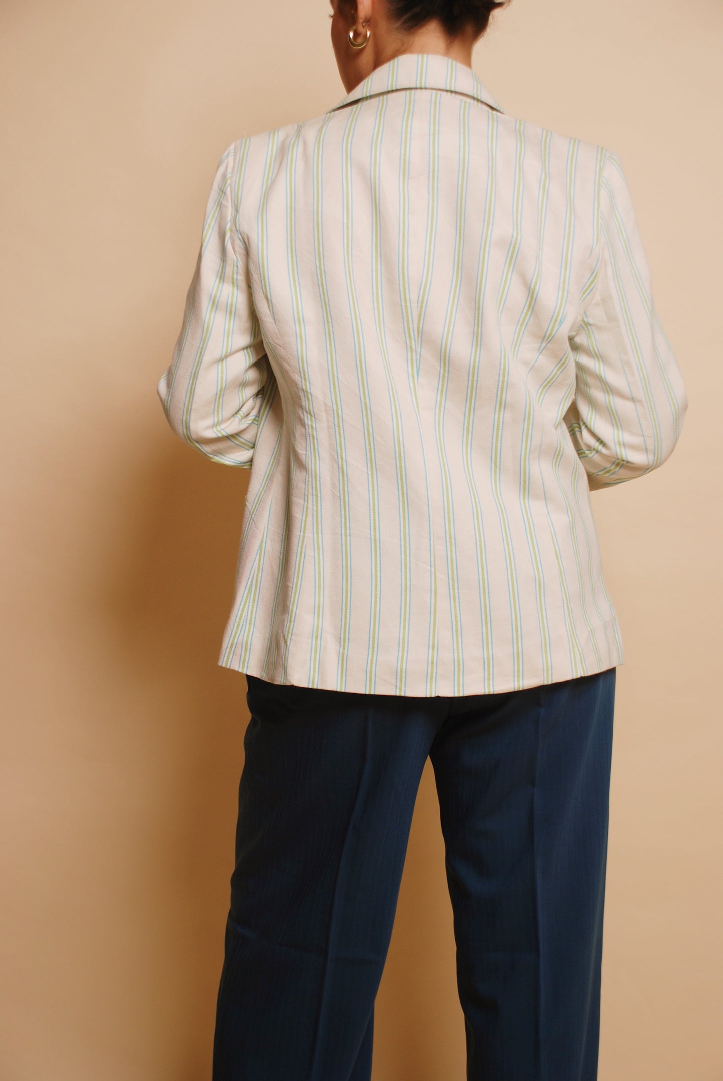 Vintage white striped two button blazer