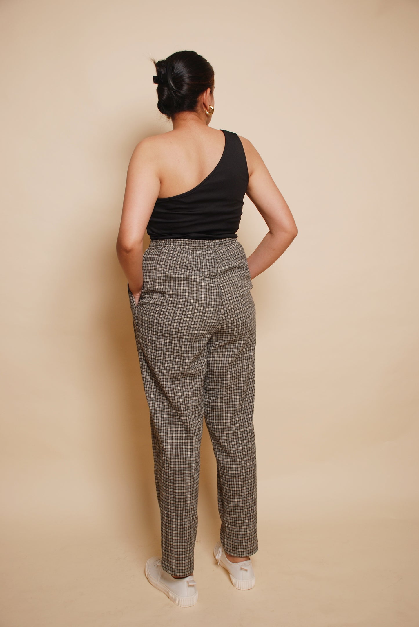 Vintage green checkered mom fit pants