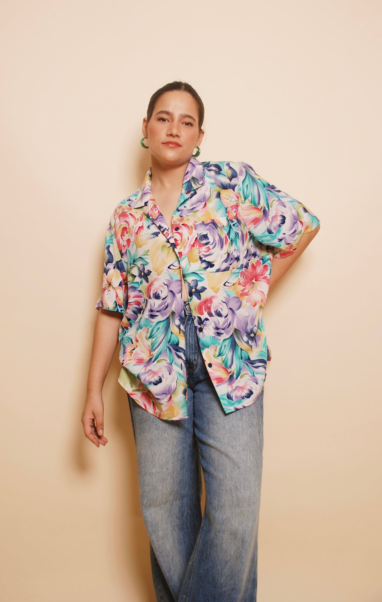 Multicolour floral textured shirt