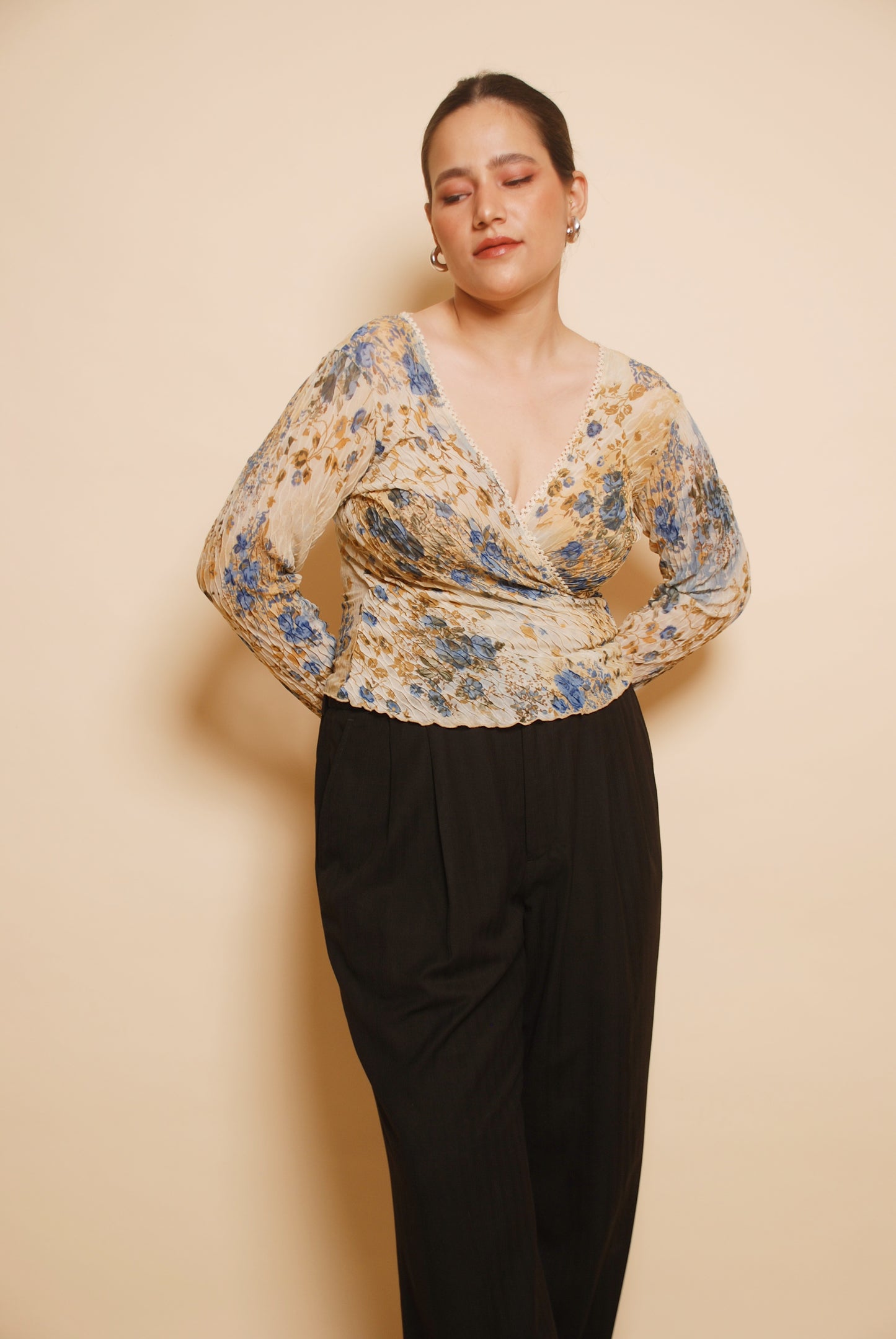 Multicolour floral wrap top