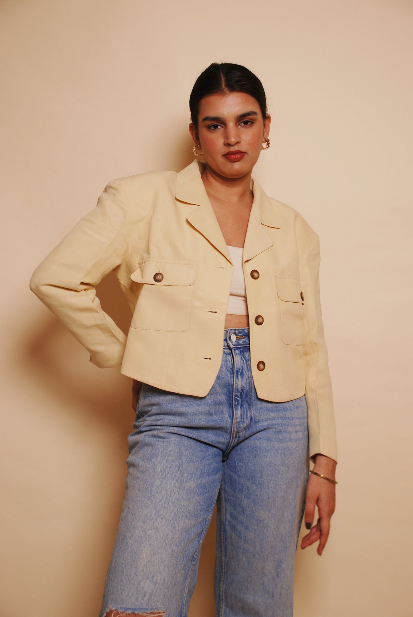 Light yellow cropped jacket