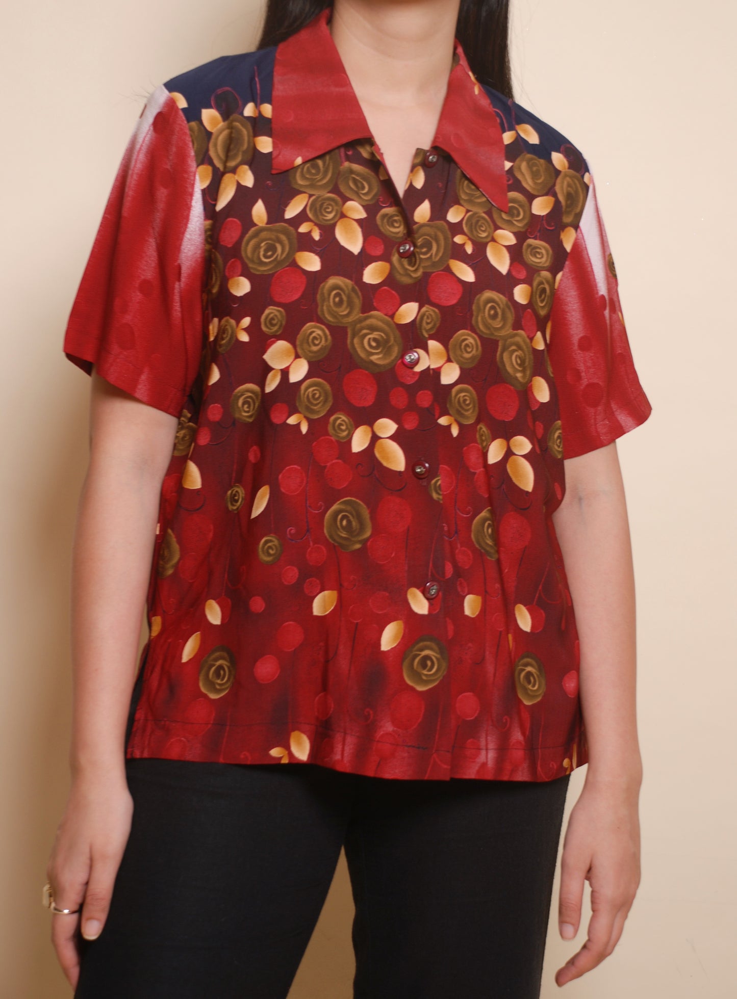 Maroon floral printed shirt