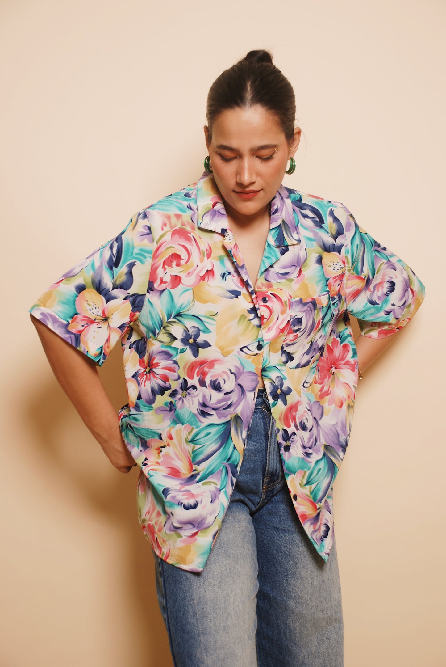 Multicolour floral textured shirt