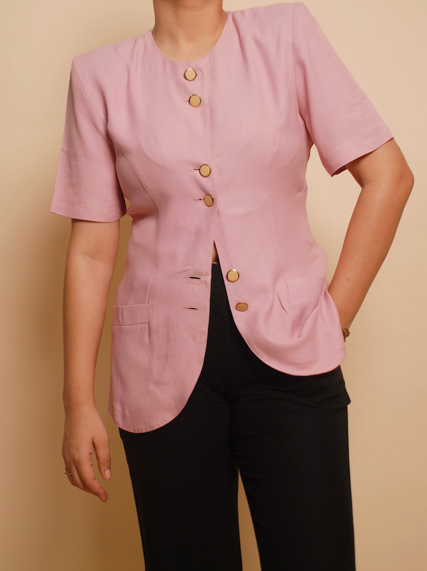 Vintage powder pink short sleeve blazer