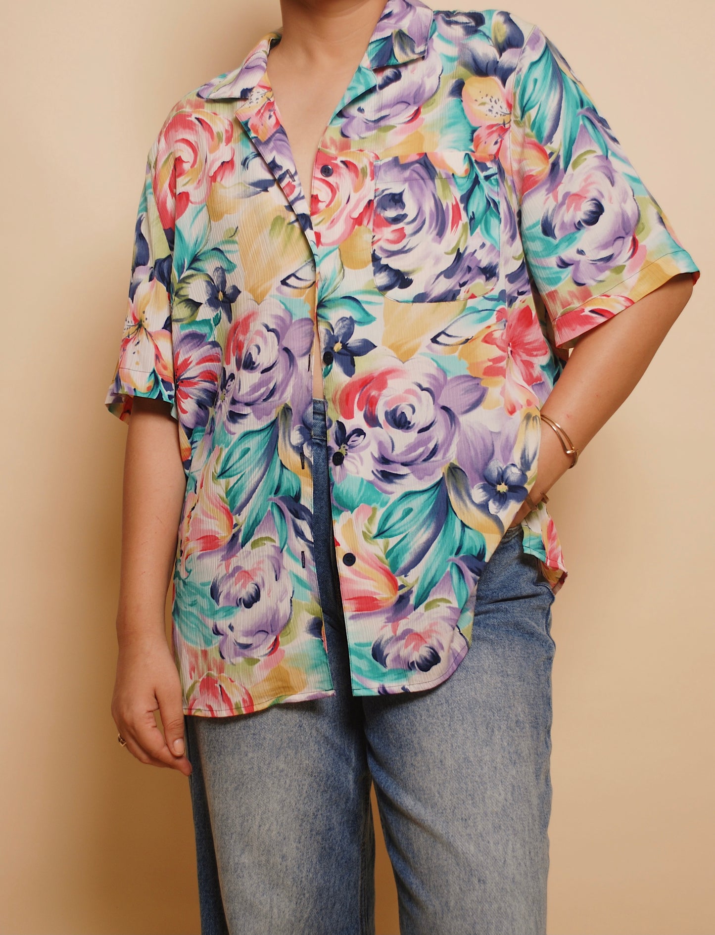 Multicolour floral textured shirt